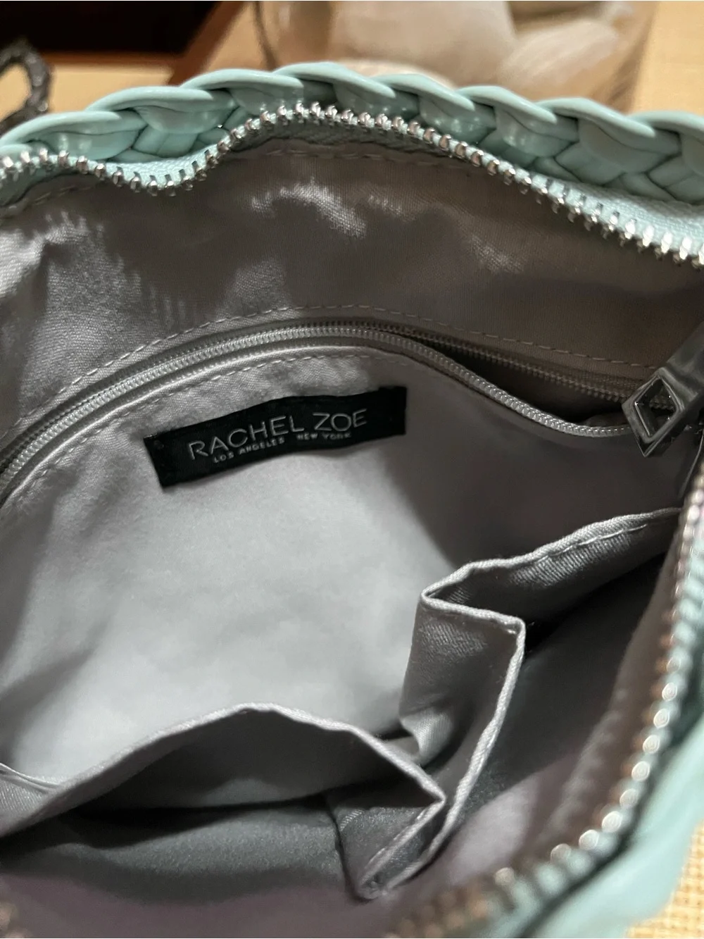 New! Rachel Zoe Woven Hobo Bag with Matching Pouch - Mint Green